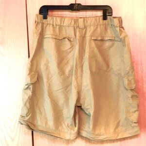 REI XXL 8 pocket nylon 9” cargo camp fish hike water khaki belted gusset shorts
